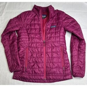 Patagonia Women's Worn Wear Primaloft Nano Puff Jacket XS Pink Zipper Collar